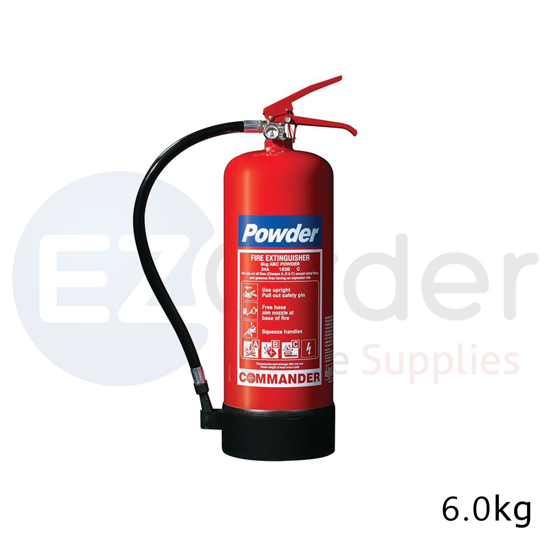 Fire extinguisher, dry powder, 6kg.