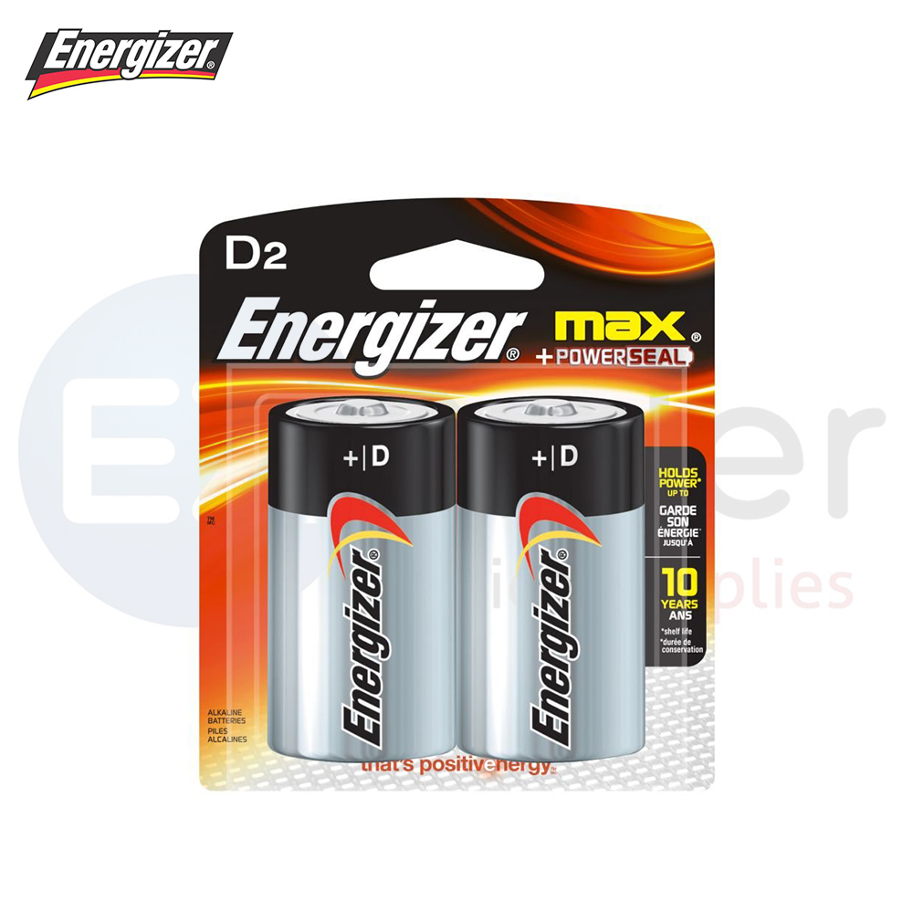 +Batteries, Energizer, D size, 2 per pack
