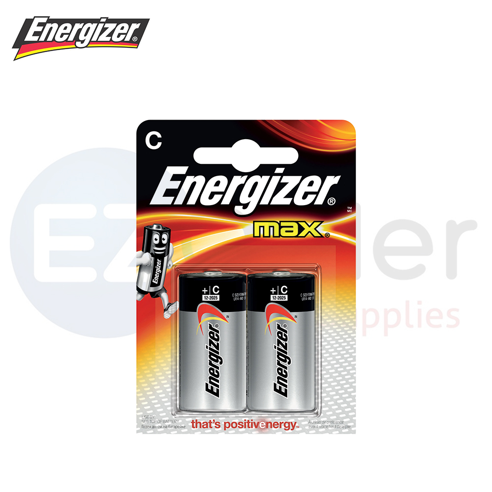 +Batteries, Energizer, C size, 2 per pack