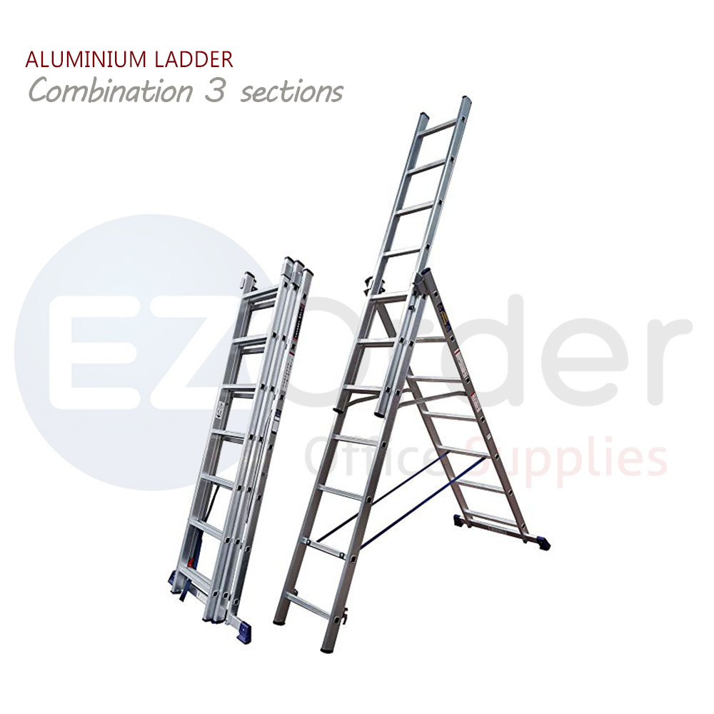 Ladder combination 3 sections aluminium, Min. height 2.5M/Max Height 3.5m