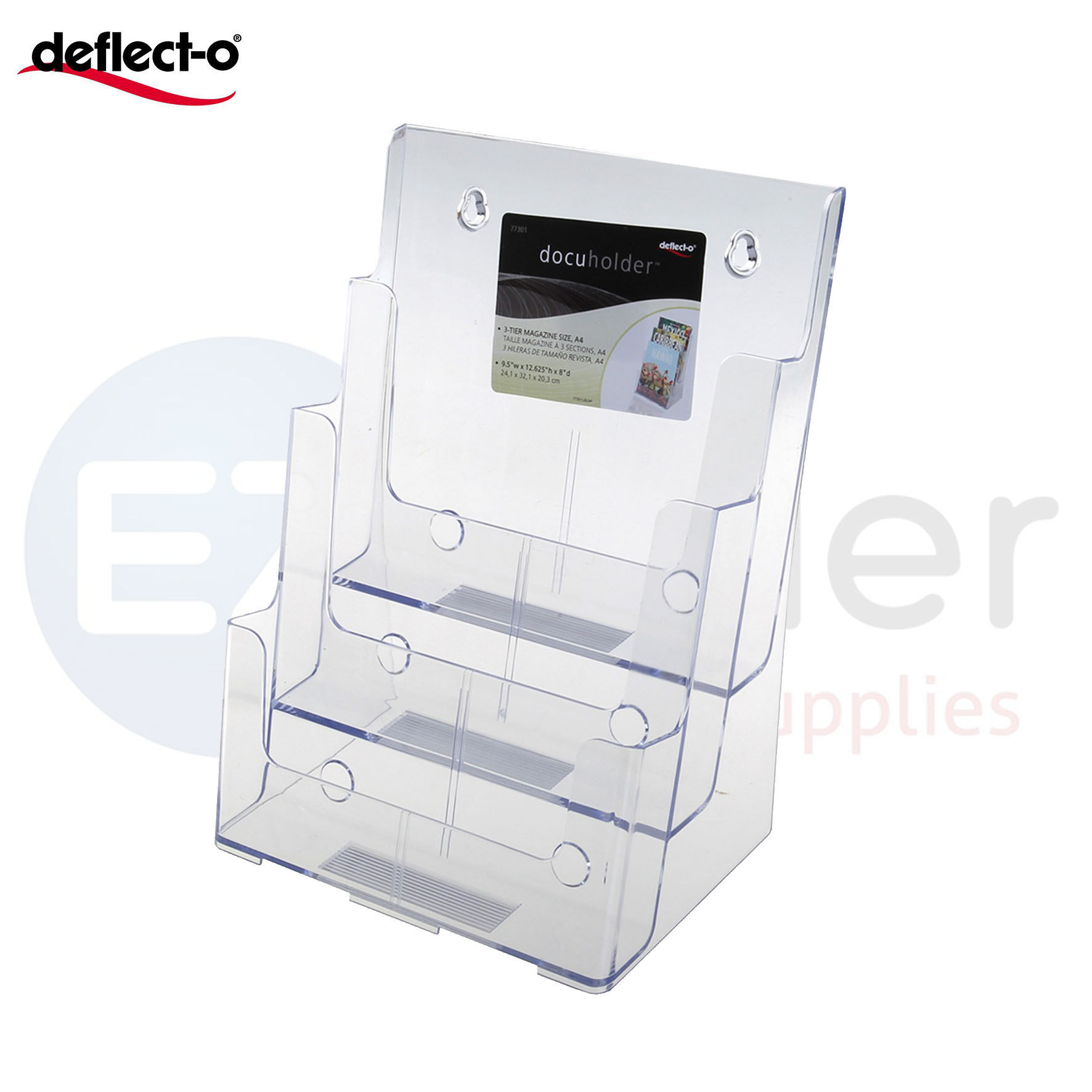 Brochure holder,Wallmount & Desktop, 3 compartments, high back  A4