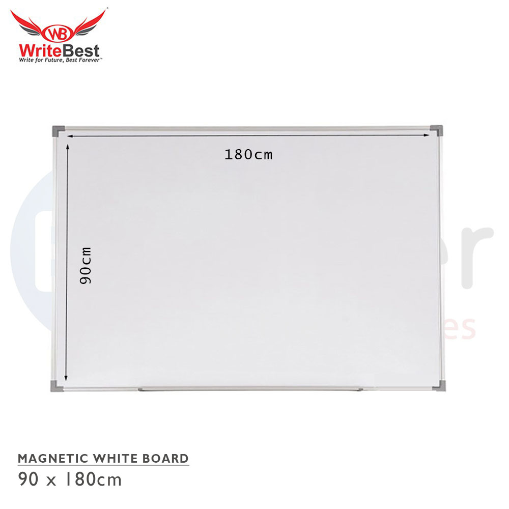 Magnetic white board,w/ alum. frame,90x180cm +TRA