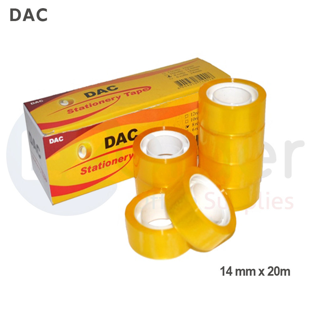 DAC adhesive tape small diameter 14x20m, yellow