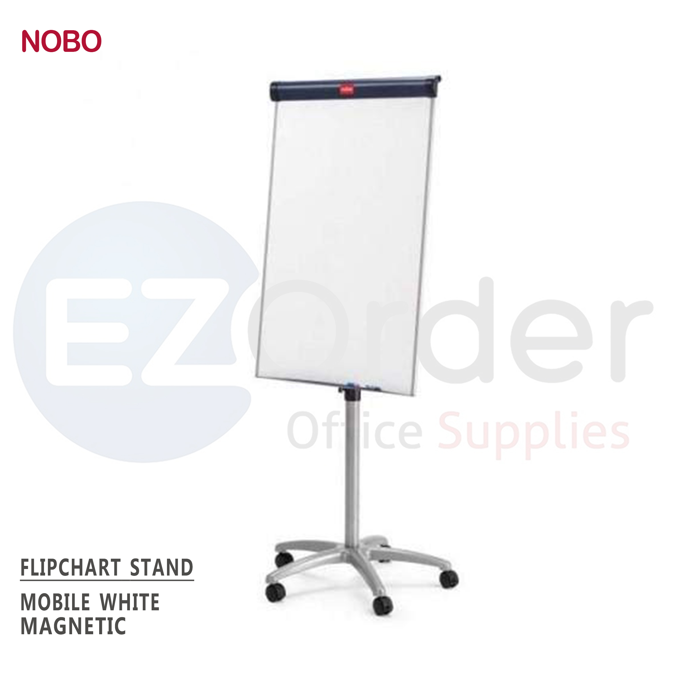 Nobo flipchart w/magn.white board,70x100 single leg w/wheels