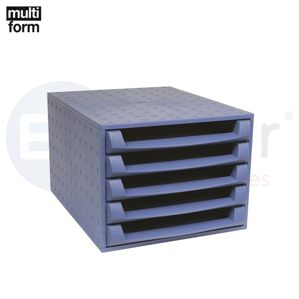 Multiform document cabinet 5 drawers blue, TURQOISE