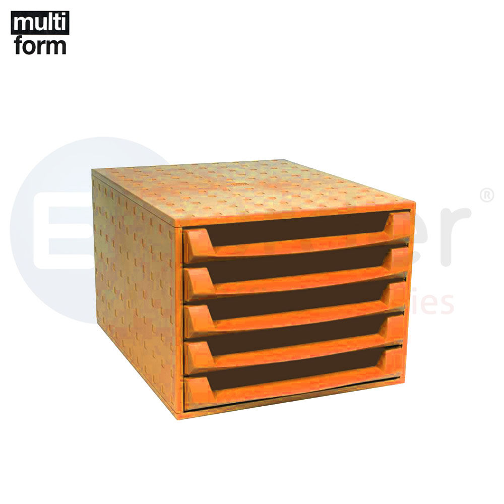 Multiform document cabinet 5 drawers orange