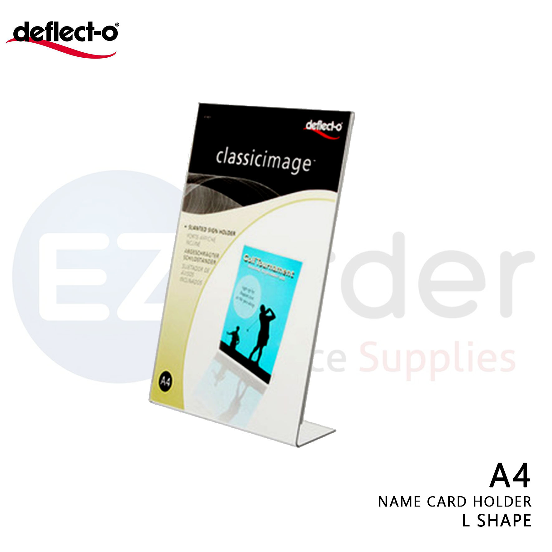 DEFLECTO Menu holder A4 size L shape W/name card holder