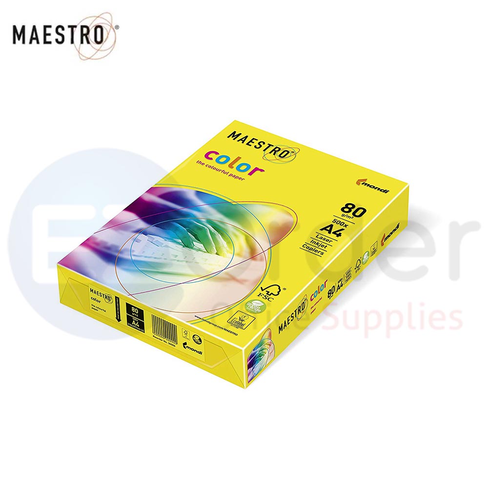 Maestro colored copy paper, A4, Yellow (500sh/pack)