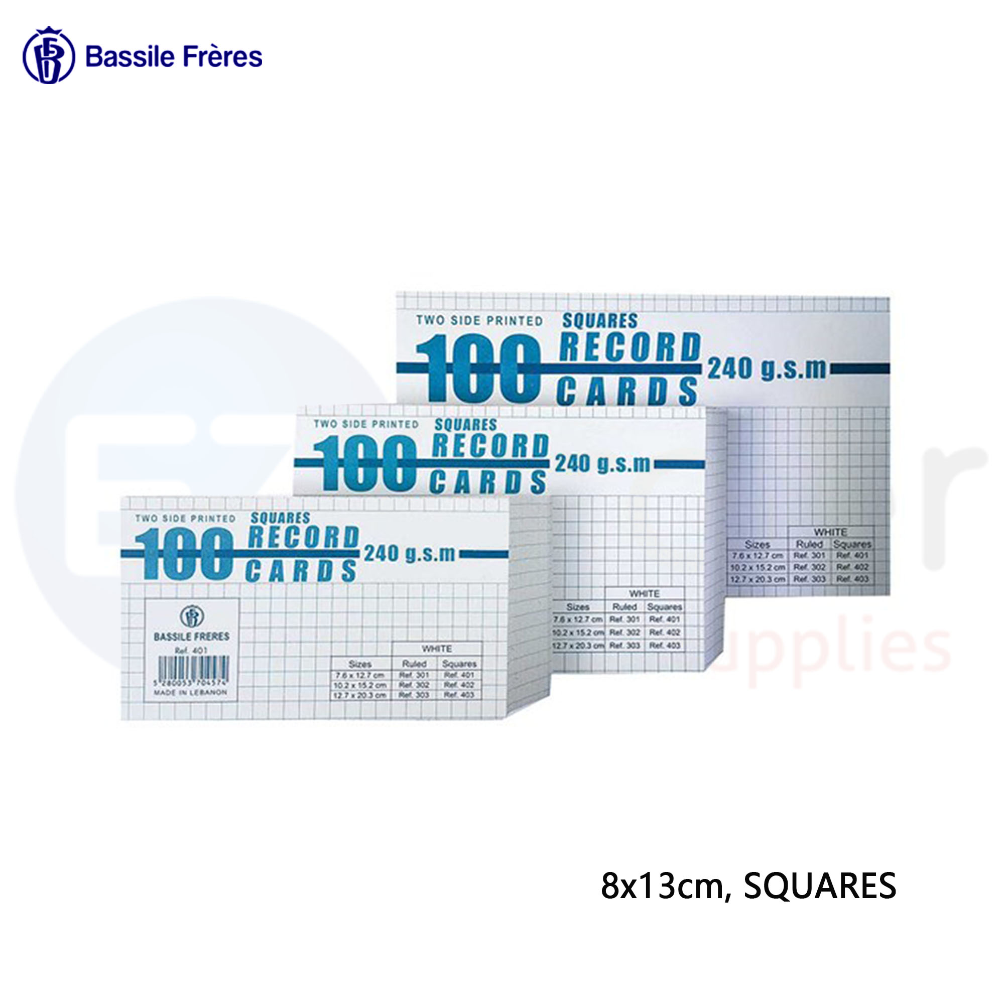 Index card 8x13cm squares