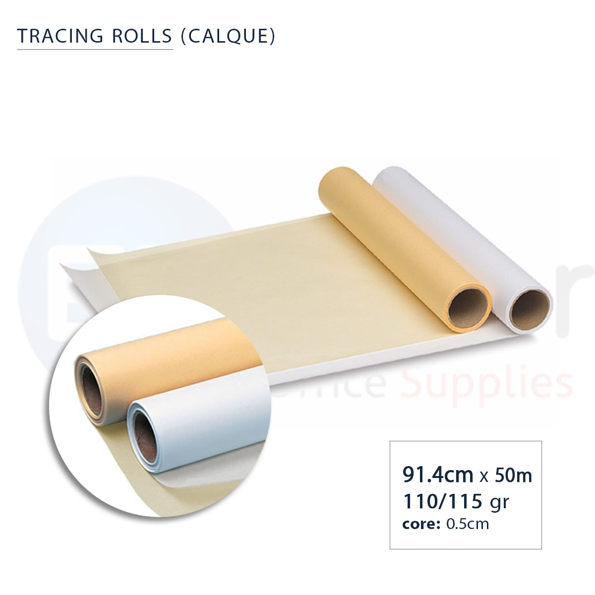 Calq plotter roll,110gr(91.4x50m)Core 5cm