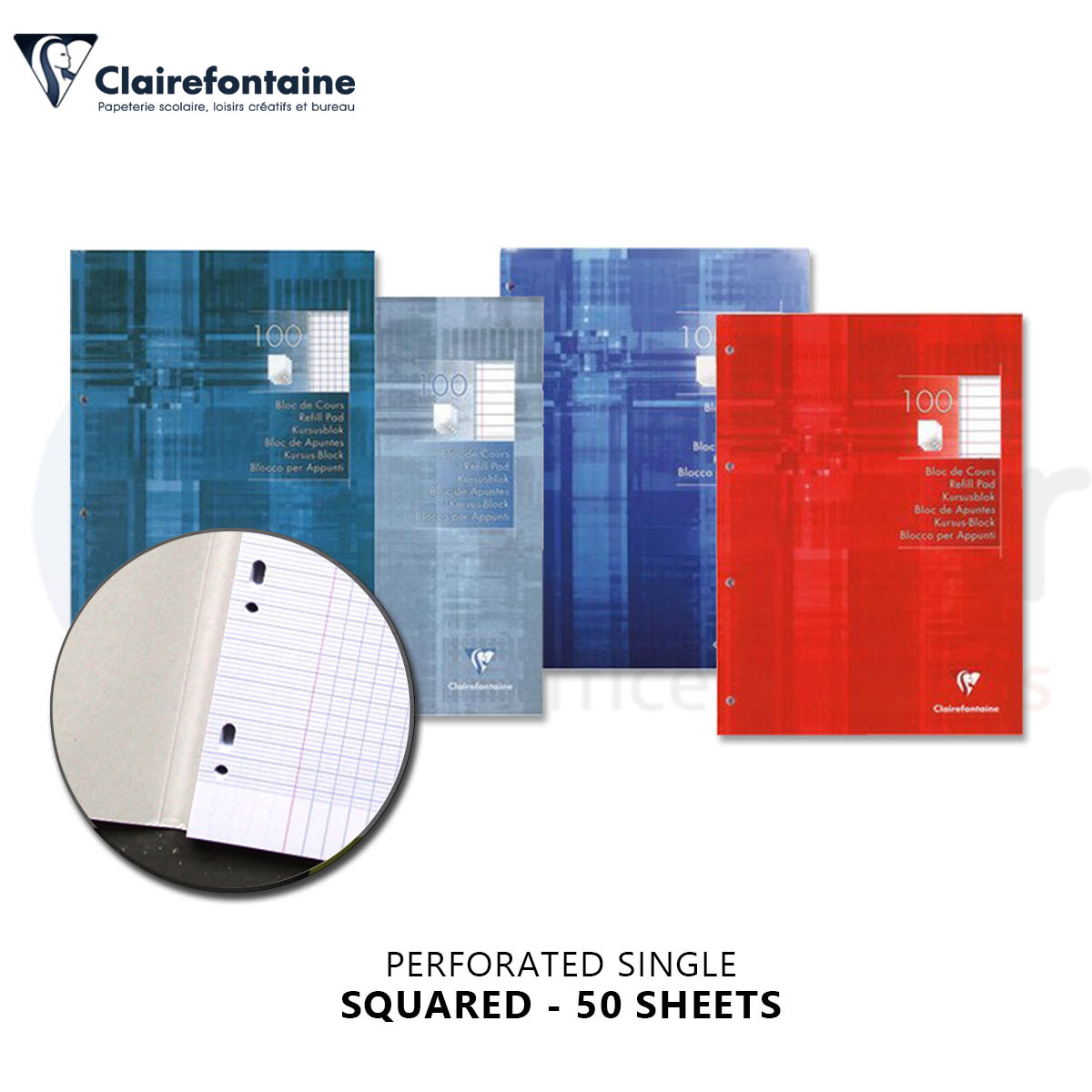 Clairefontaine,A4 refill paper,90gr squared(50sh)