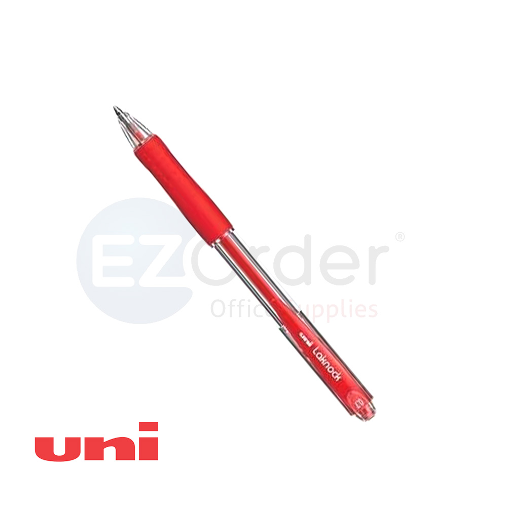 +#Uni-Ball Laknock with grip, retractable, red