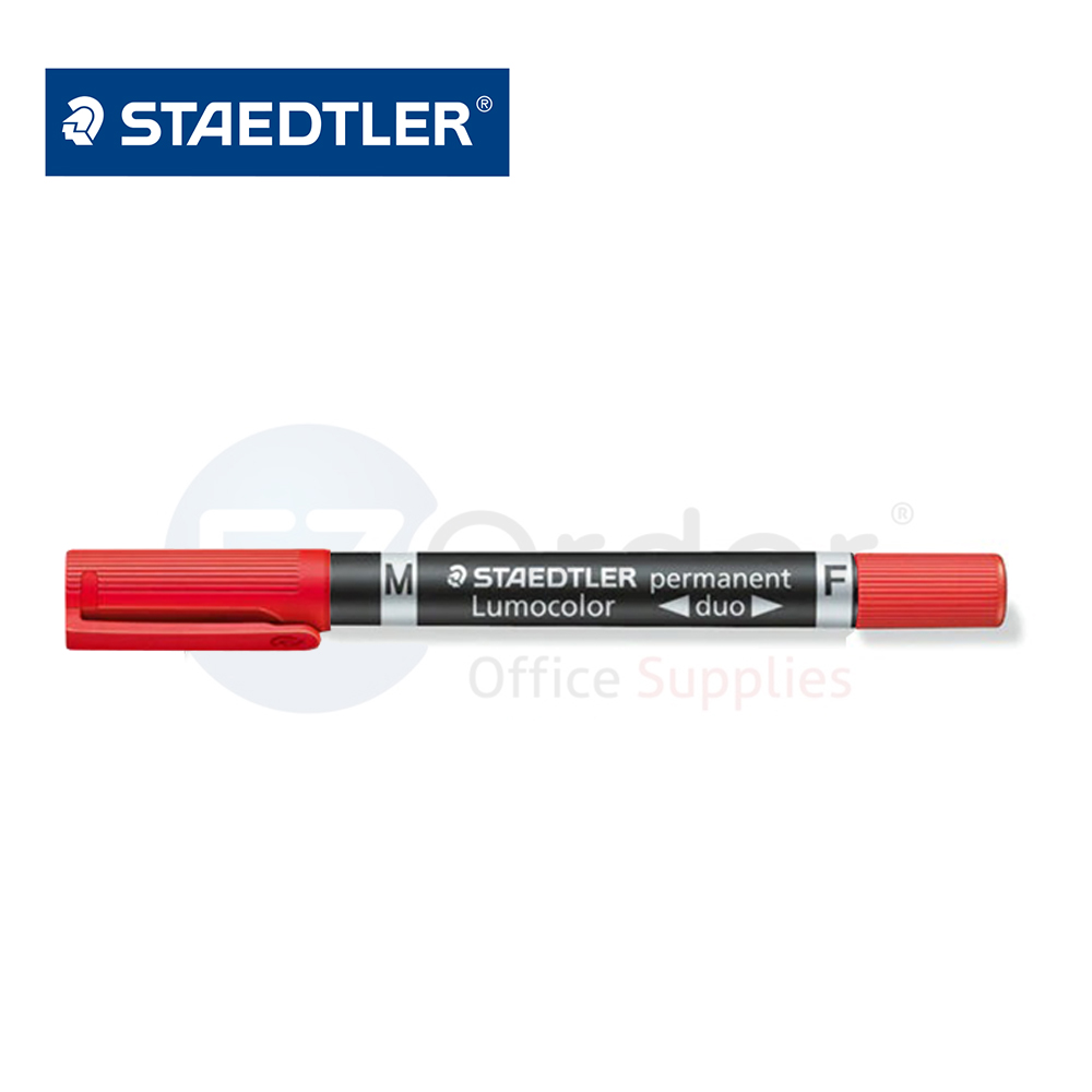 +Staedtler  OH pen double tip red  PERMANENT