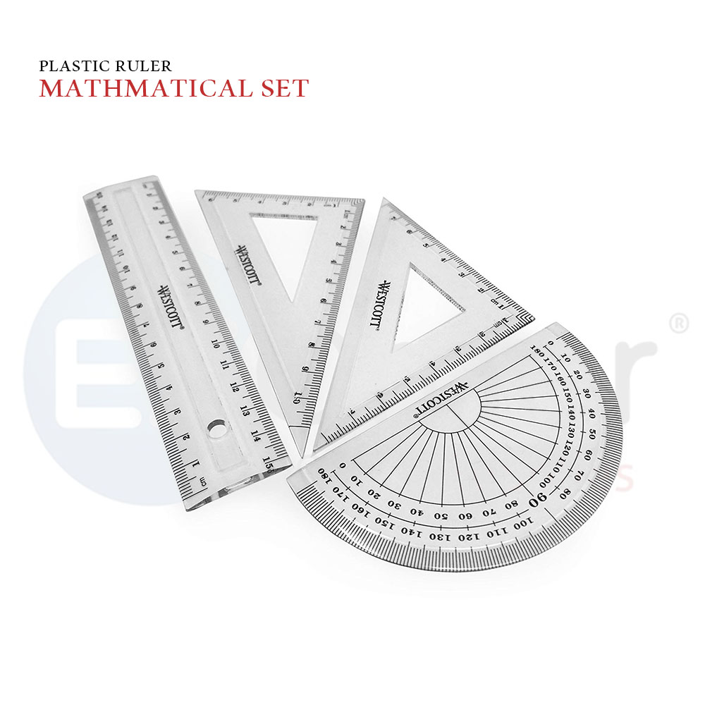 Math set 30cm, Geometrical rulers, 4 piece / set