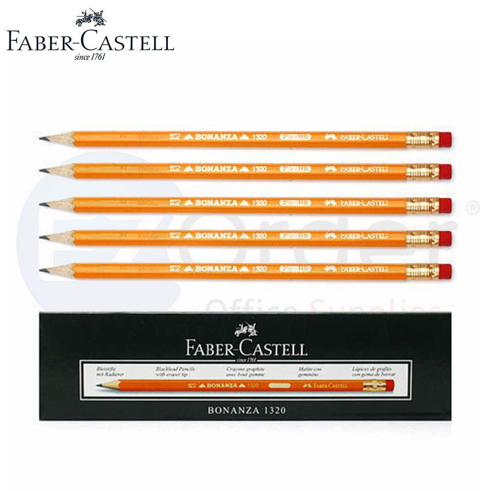 +Yellow Faber Castell Pencils with eraser (12/box) HB