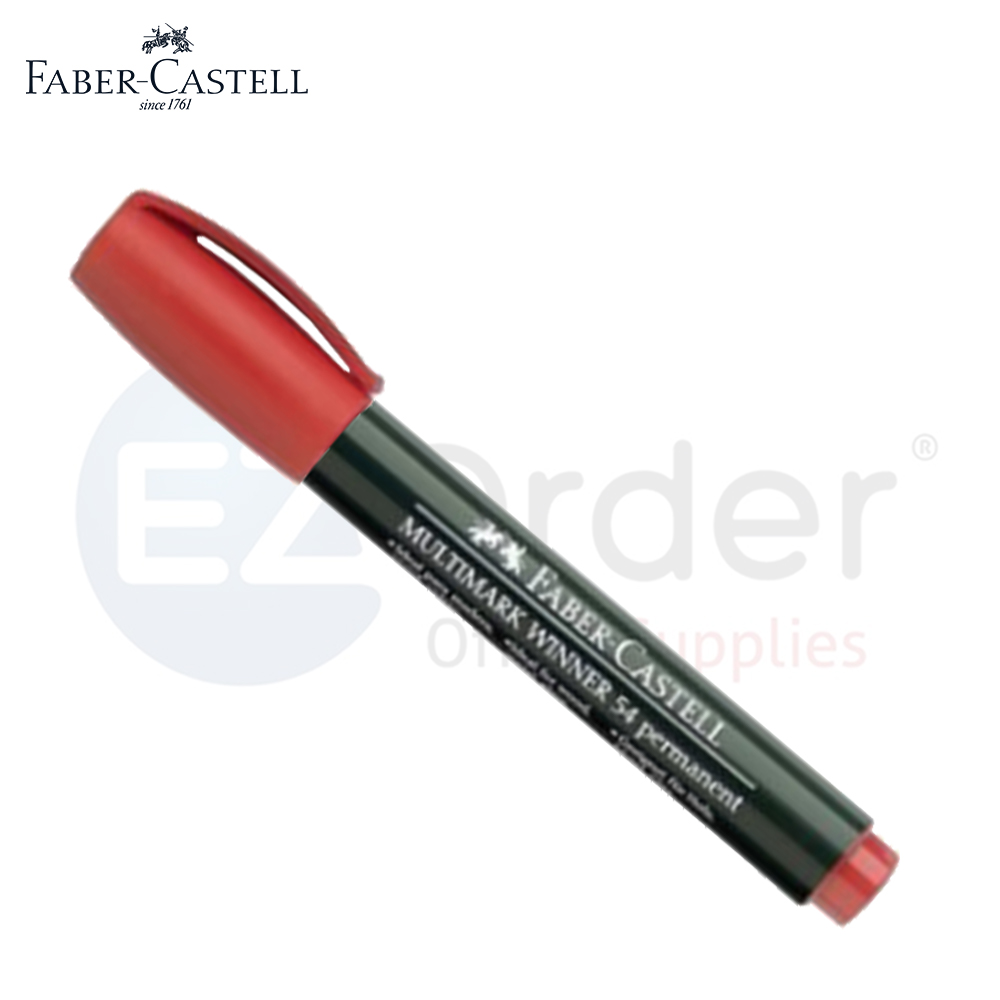 Permanent marker,Faber Castell round tip,red