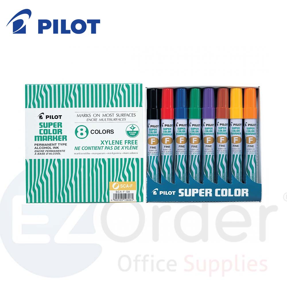 Pilot permanent marker round tip (wallet of 8)