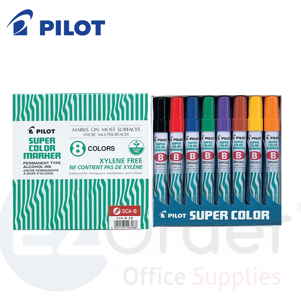 Pilot permanent marker chisel tip (wallet of 8)