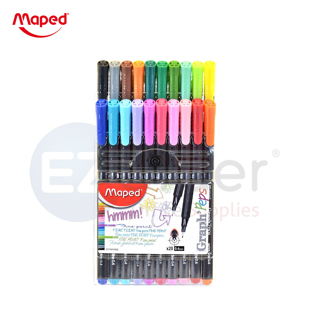 MAPED GRAPH PEPS fine  Pen wallet of 20 colors 0.4 mm