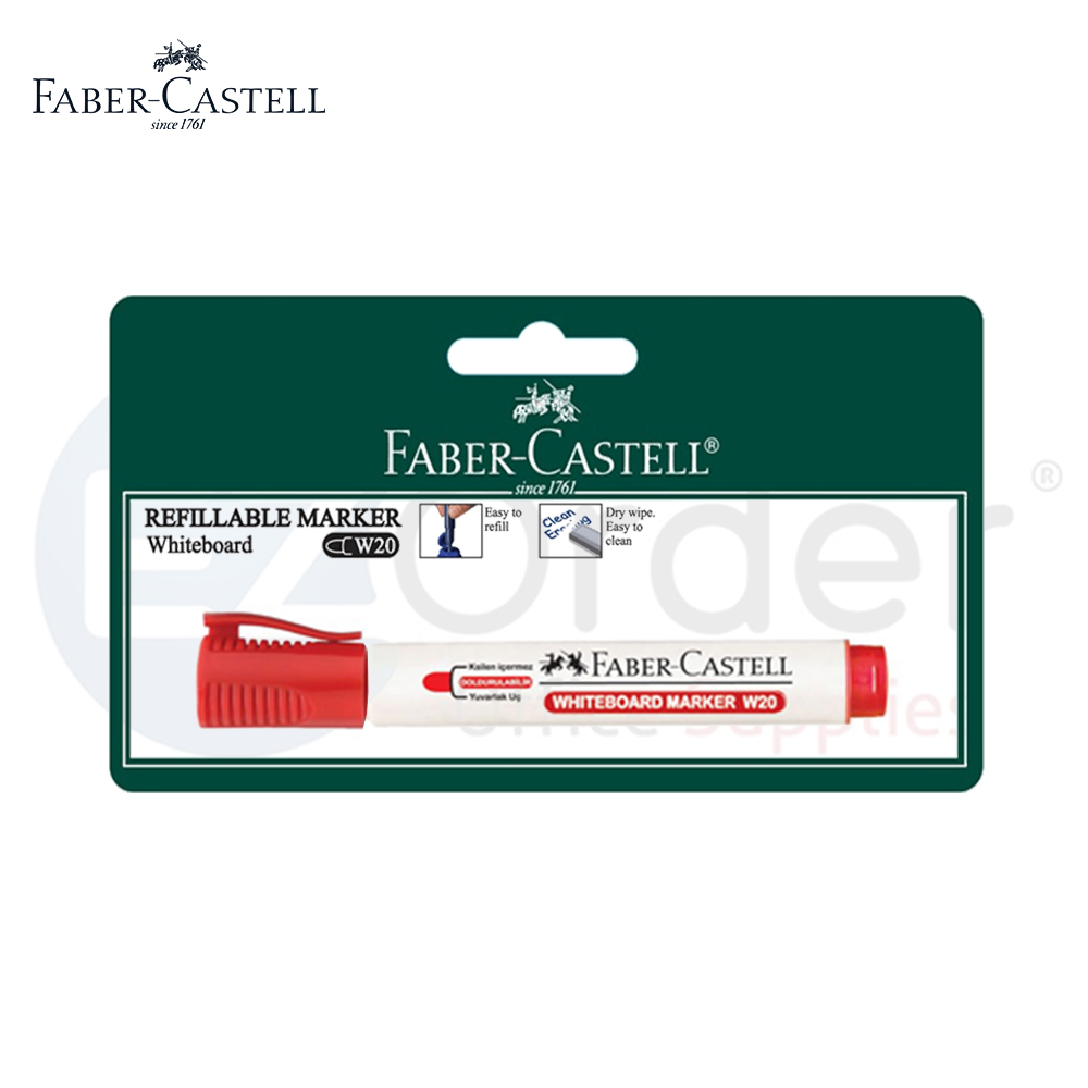 Faber castel white board marker refillable round tip red