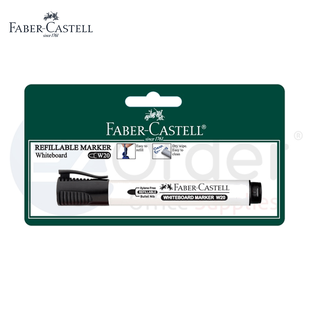 Faber castel white board marker refillable round tip black