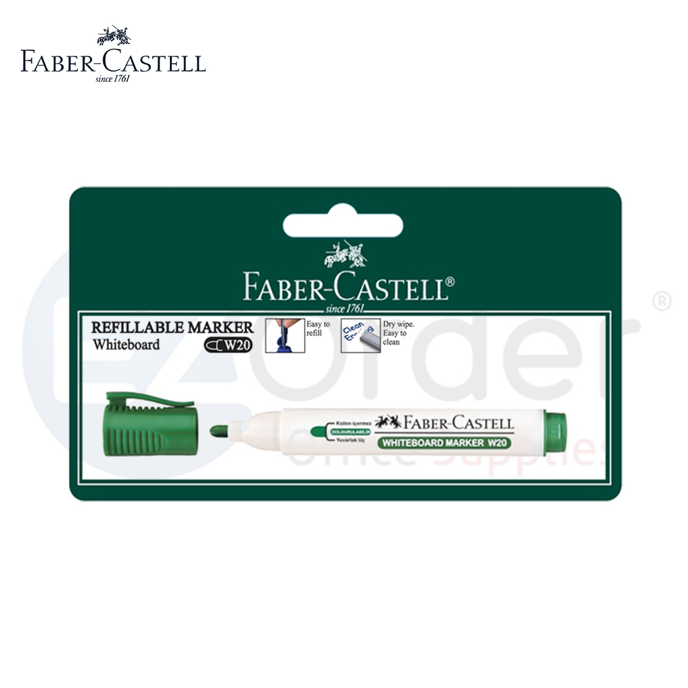 Faber castel white board marker refillable round tip green