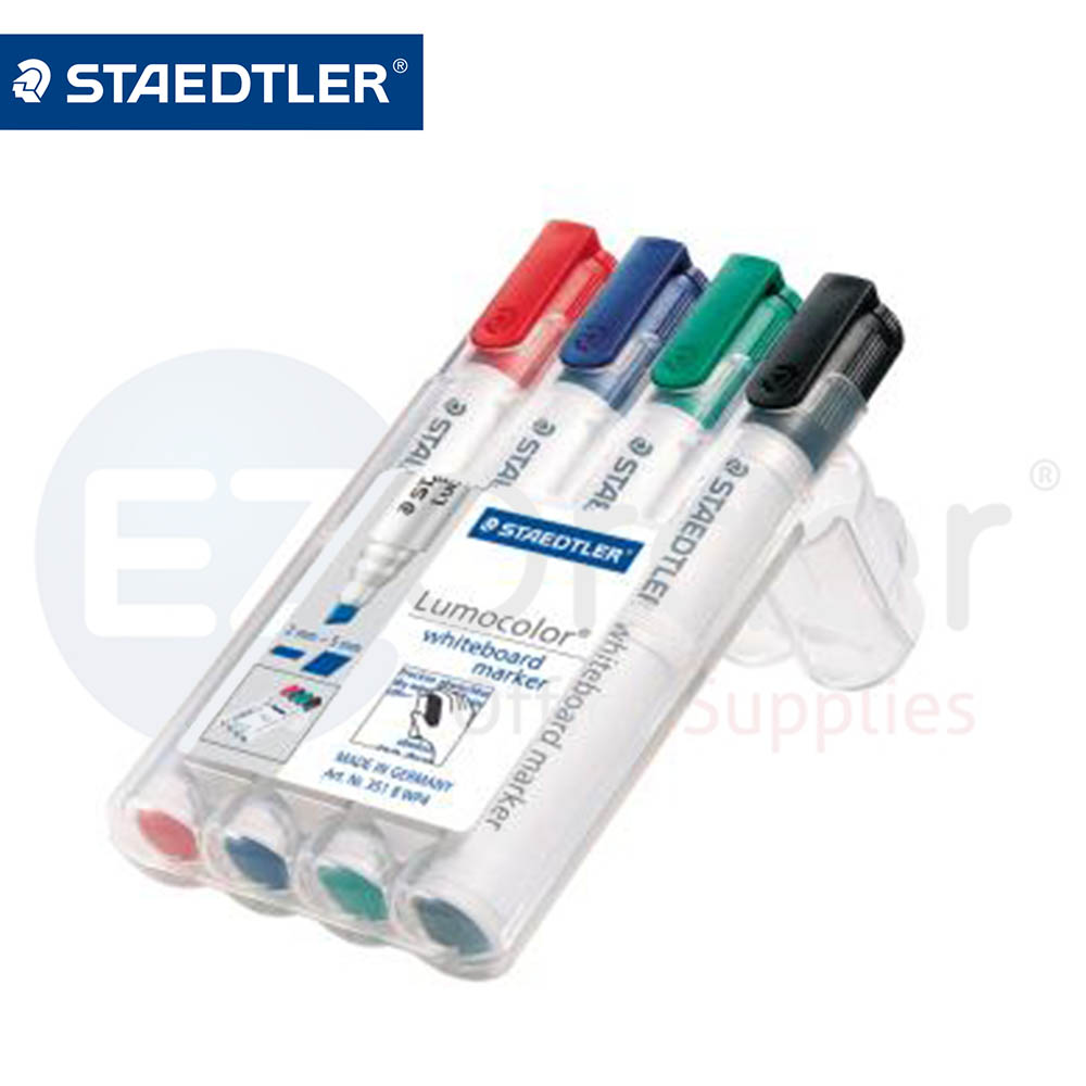 Steadtler white board marker,wallet of 4 colors chisel tip